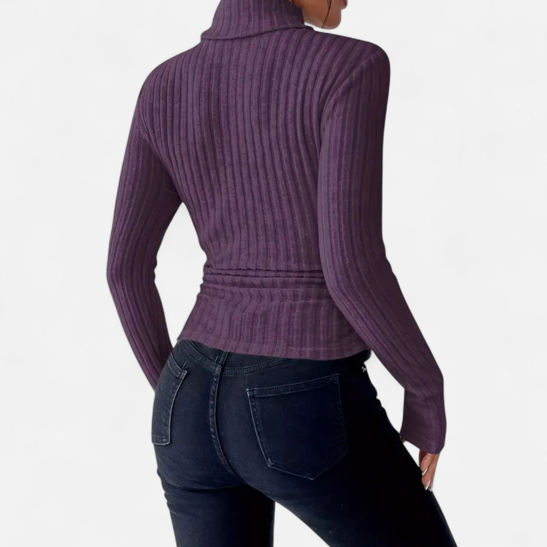 Women’s High Neck Knit Sweater – Heritage Elegance