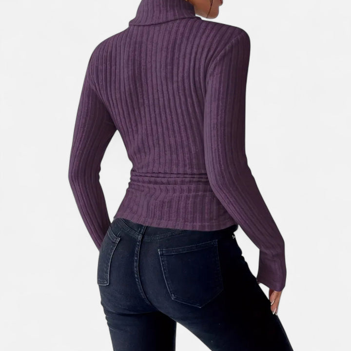 Women’s High Neck Knit Sweater – Heritage Elegance