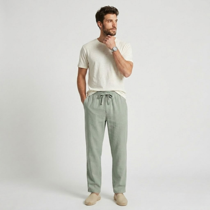 NOMU | Men's Linen Drawstring Pants – Relaxed Smart Casual Trousers