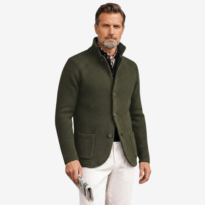 NOMU | Men's Knit Button Cardigan – Textured Smart Casual Sweater Jacket
