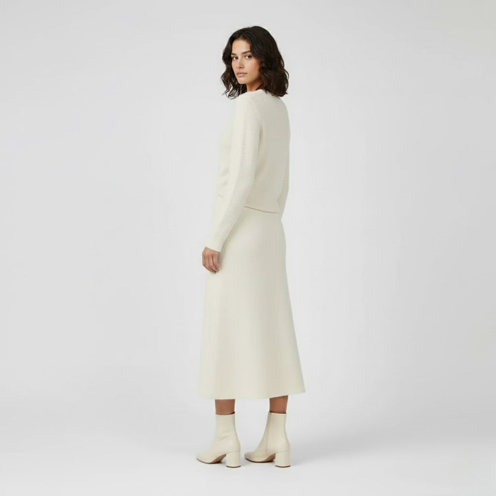NOMU | Women's Knit A-Line Midi Skirt – Soft Minimalist Sweater Skirt