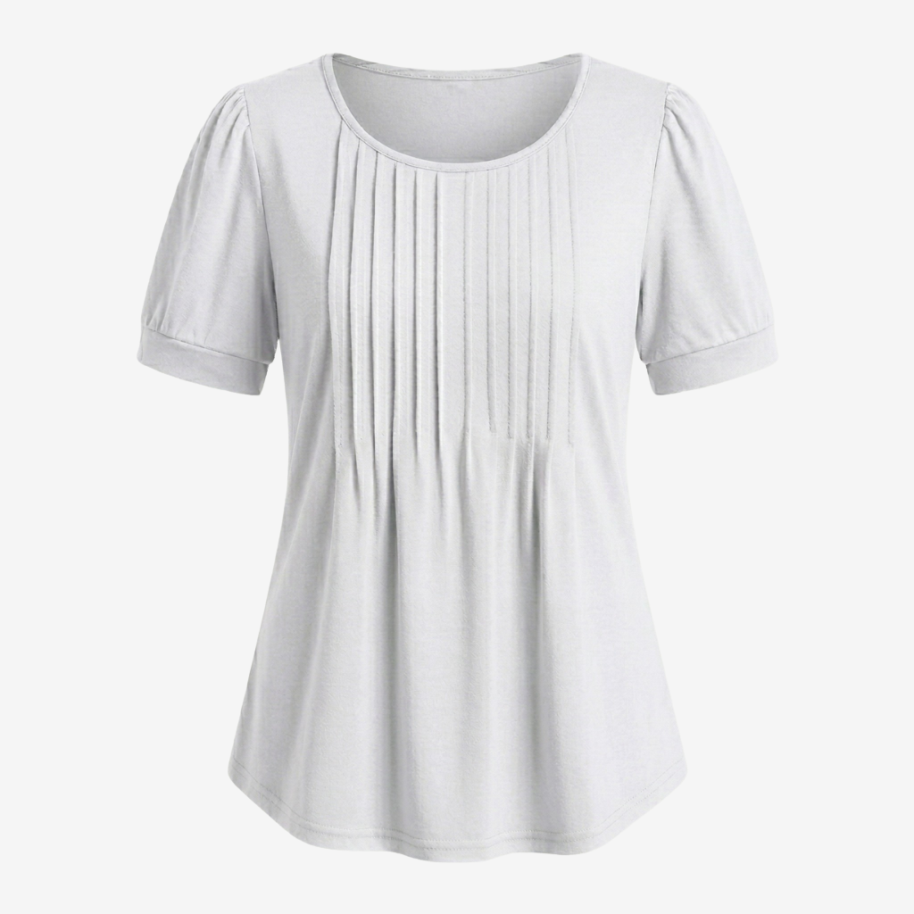NOMU | Women’s Pleated Front Short Sleeve Blouse