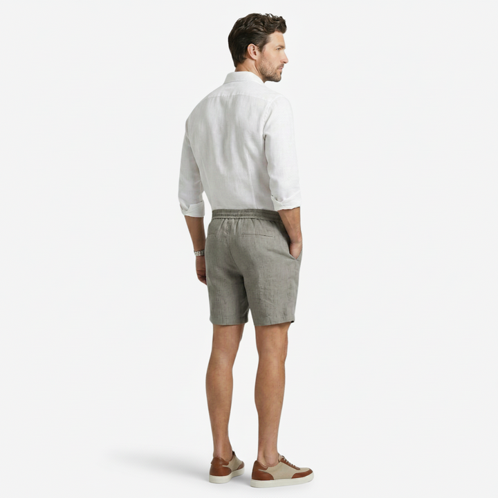 NOMU | Men's Linen Blend Shorts – Drawstring Elastic Waist Casual Design