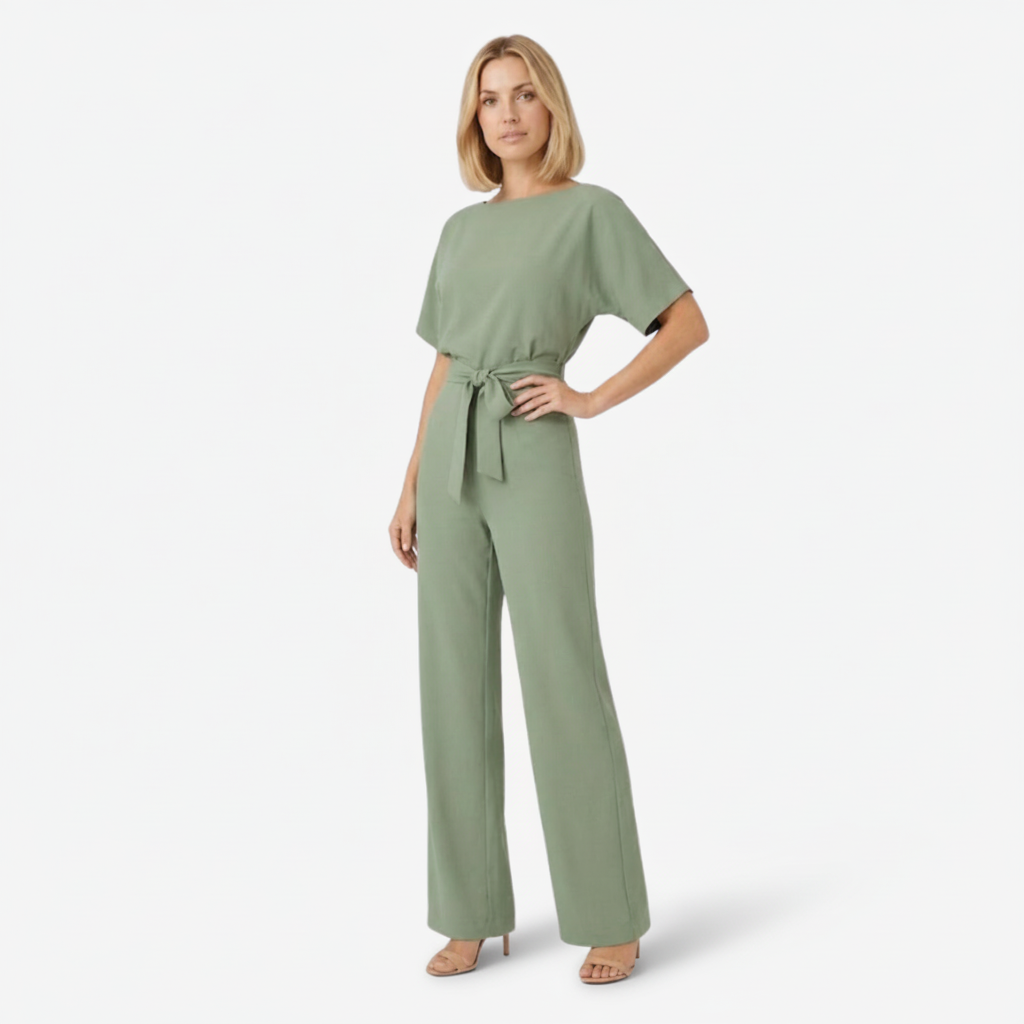 NOMU | Women's Minimalist Belted Wide-Leg Jumpsuit – Elegant Relaxed One-Piece Outfit