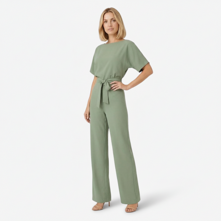 NOMU | Women's Minimalist Belted Wide-Leg Jumpsuit – Elegant Relaxed One-Piece Outfit