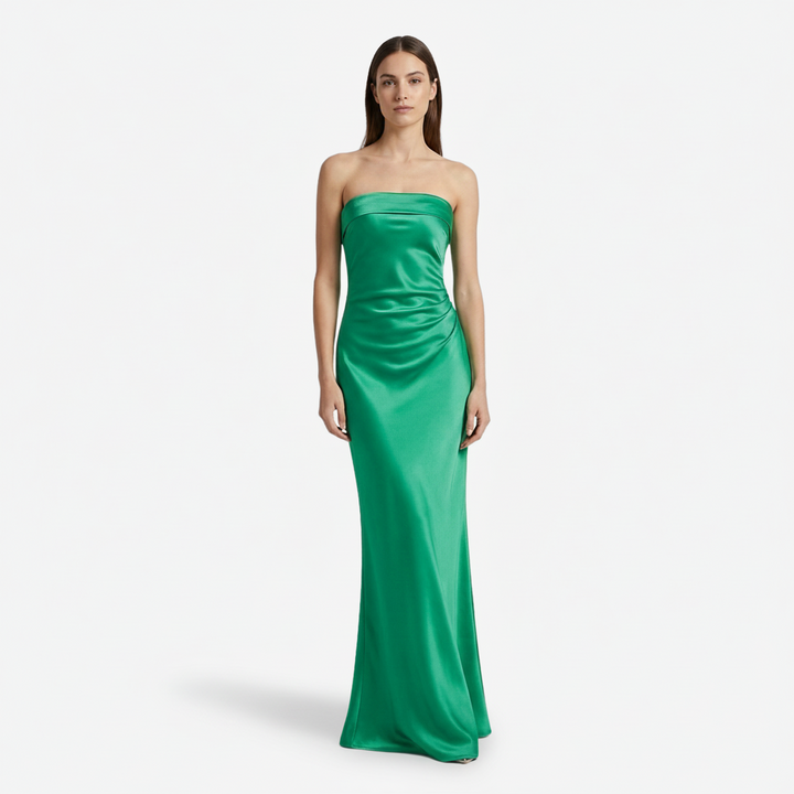 NOMU | Women's Strapless Satin Maxi Dress – Elegant Minimalist Evening Gown