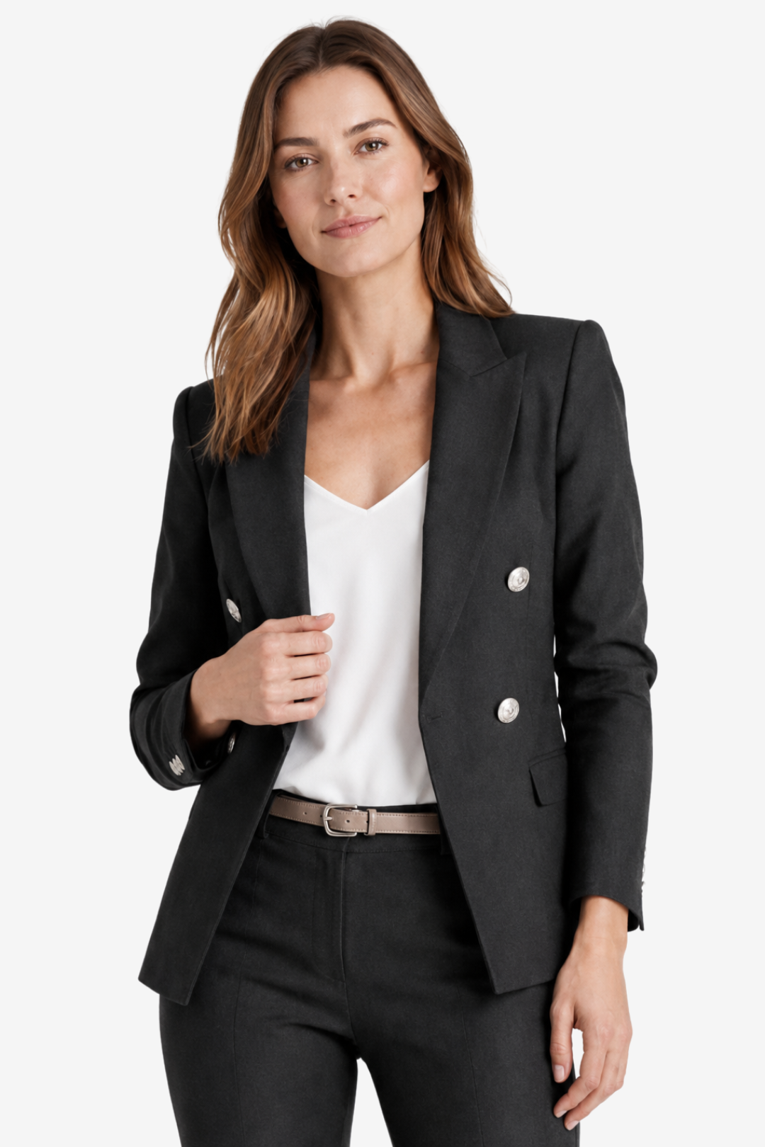 NOMU | Women's Two Piece Suit Set – Double-Breasted Blazer Tailored Trousers Design