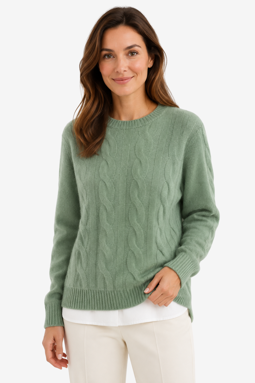 NOMU | Women's Cable Knit Sweater – Crew Neck Long Sleeve Cozy Design