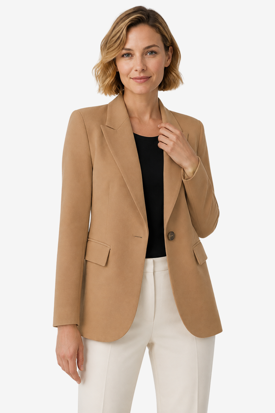 NOMU | Women's Tailored Blazer – Single Button Closure and Flap Pocket Design