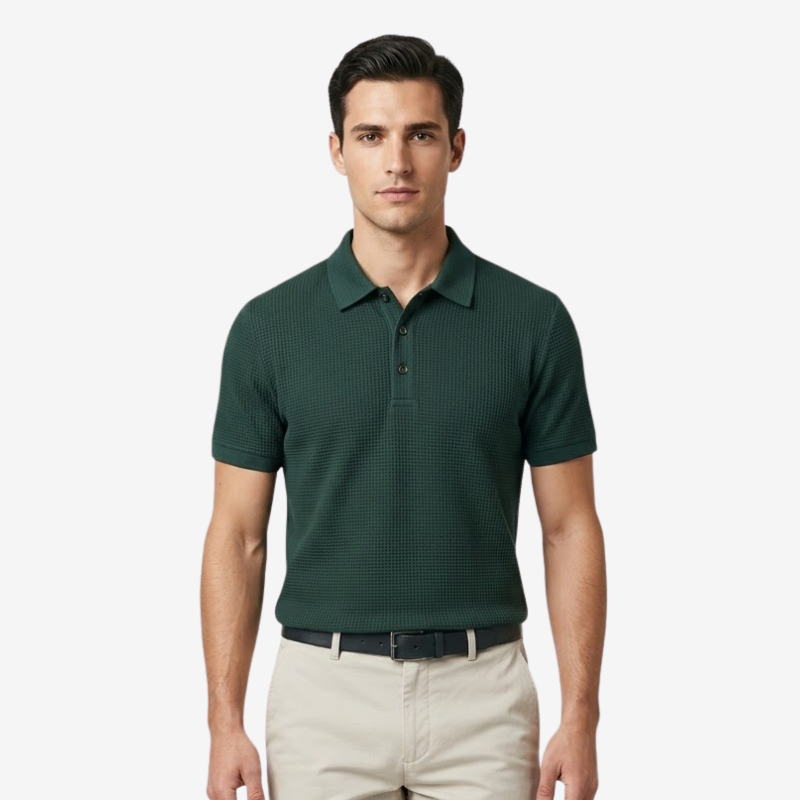 NOMU | Men's Textured Polo Shirt – Classic Short Sleeve Casual Fit