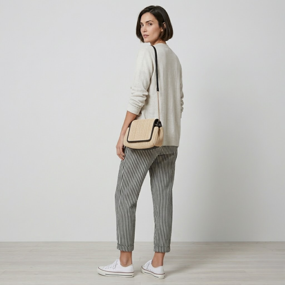 NOMU | Women's Striped Drawstring Pants – Relaxed Fit Casual Ankle Trousers