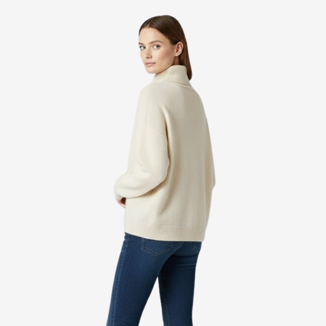 NOMU | Women's Oversized Turtleneck Sweater – Soft Relaxed Knit Pullover