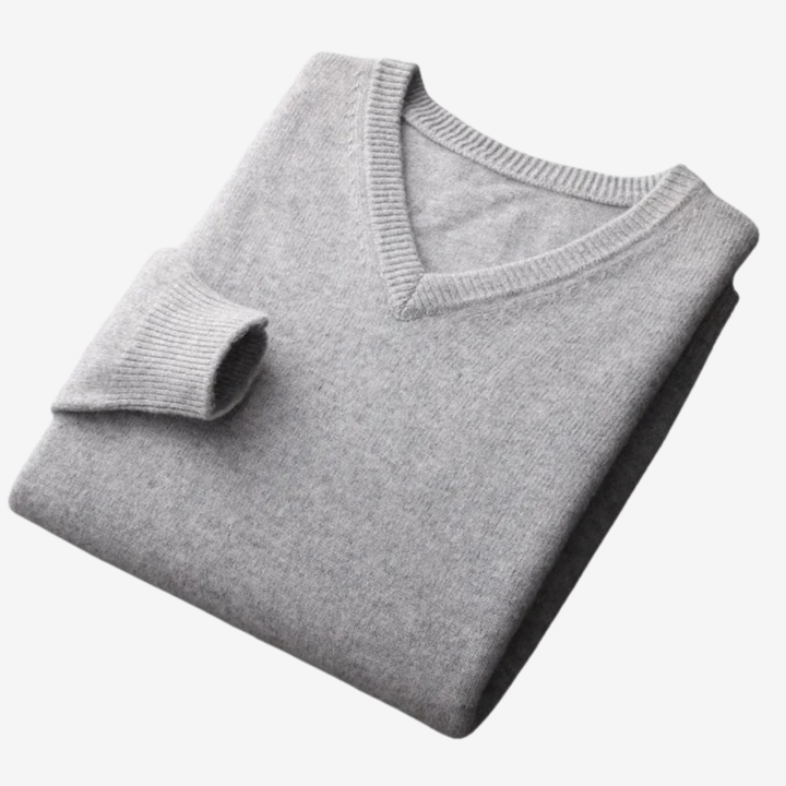 NOMU | Men's V-Neck Knit Sweater – Minimalist Soft-Touch Pullover