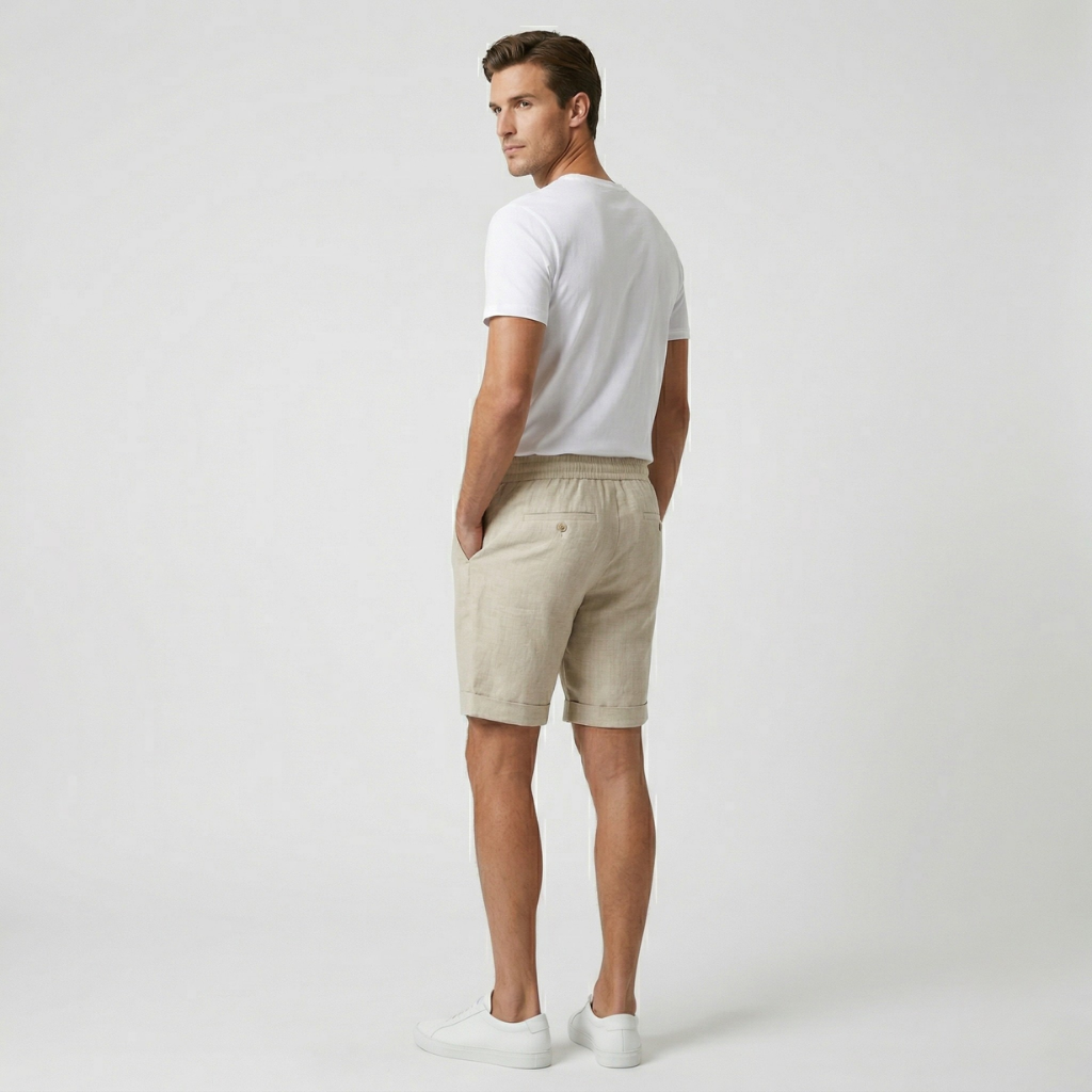 NOMU | Men's Linen Blend Drawstring Shorts – Casual Relaxed Summer Shorts
