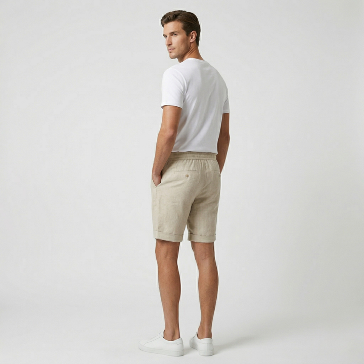 NOMU | Men's Linen Blend Drawstring Shorts – Casual Relaxed Summer Shorts
