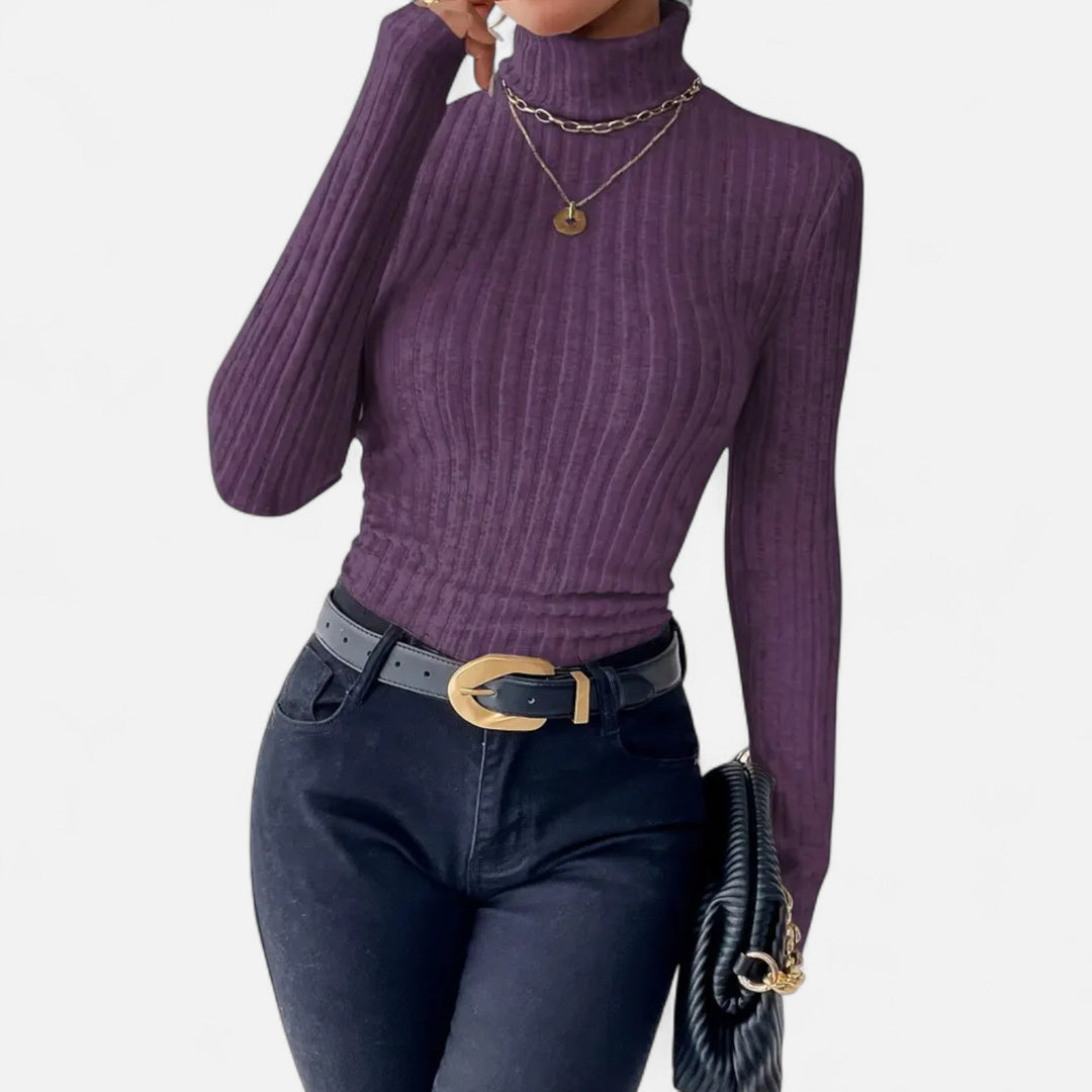 Women’s High Neck Knit Sweater – Heritage Elegance