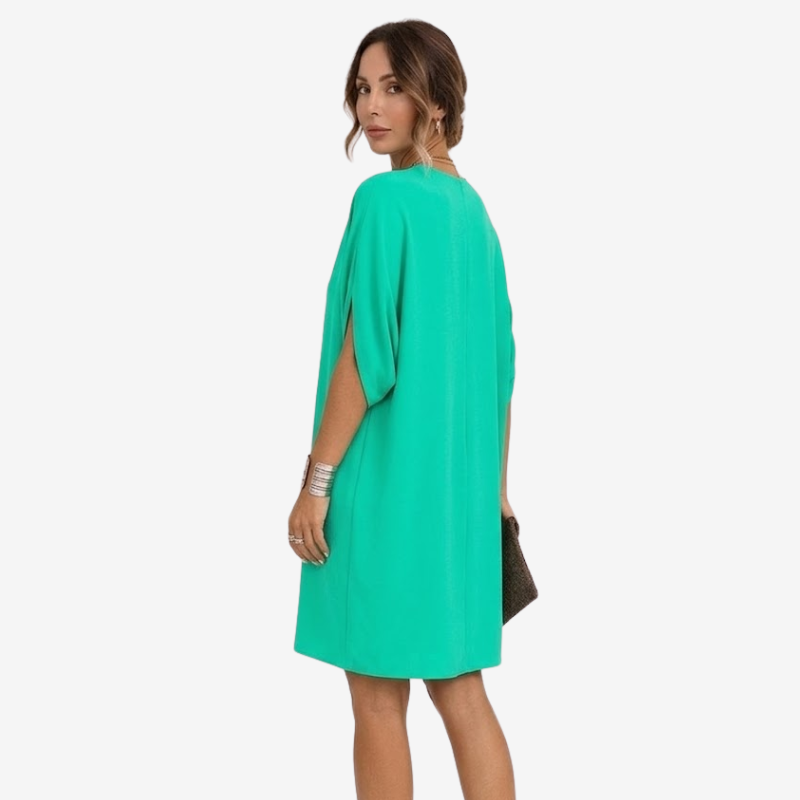 NOMU | Women's Casual V-Neck Loose Mini Dress – Comfortable Short Sleeve Everyday Dress