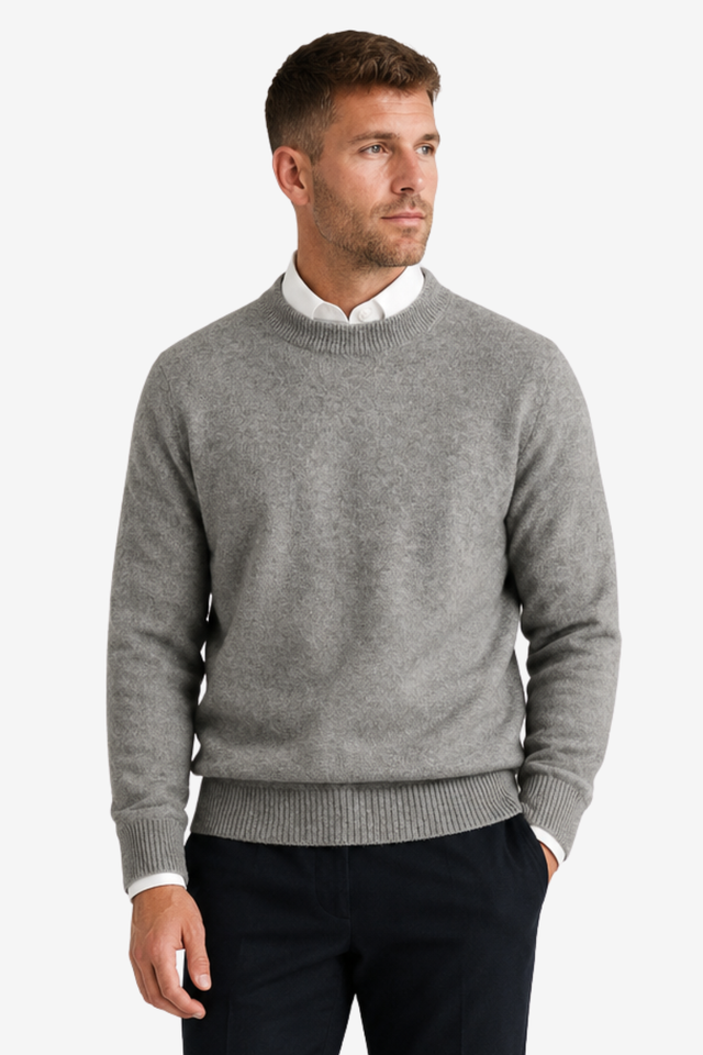 NOMU | Men's Crew Neck Sweater – Classic Knit Long Sleeve Ribbed Trim Design