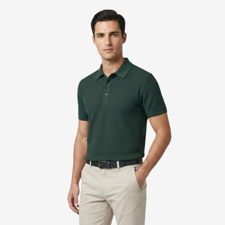 NOMU | Men's Textured Polo Shirt – Classic Short Sleeve Casual Fit