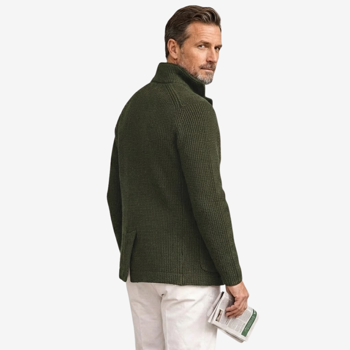 NOMU | Men's Textured Knit Blazer Cardigan – Smart Casual Button-Up Sweater Jacket