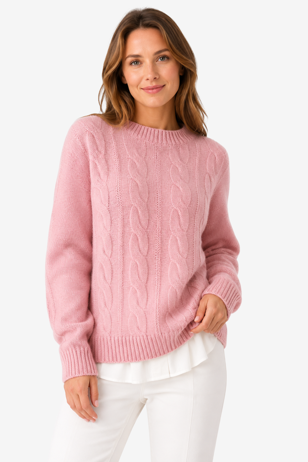 NOMU | Women's Cable Knit Sweater – Crew Neck Long Sleeve Cozy Design
