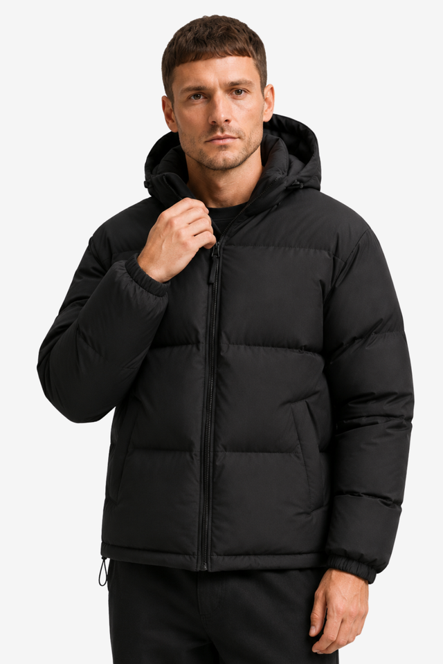 NOMU | Men's Hooded Puffer Jacket – Quilted Padded Winter Design