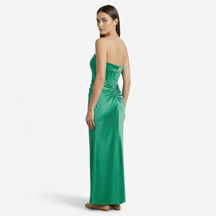 NOMU | Women's Strapless Satin Maxi Dress – Elegant Minimalist Evening Gown