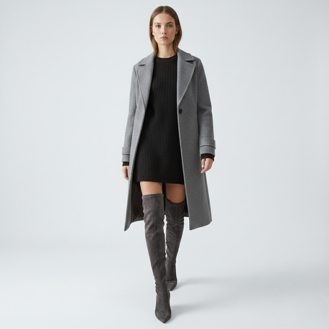 NOMU | Women's Over-the-Knee Stretch Boots – Minimalist Block Heel Thigh-High Boots