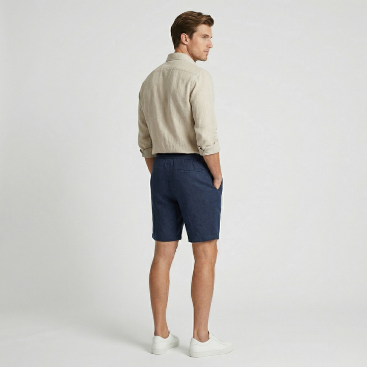 NOMU | Men's Linen Blend Drawstring Shorts – Relaxed Fit Casual Summer Shorts