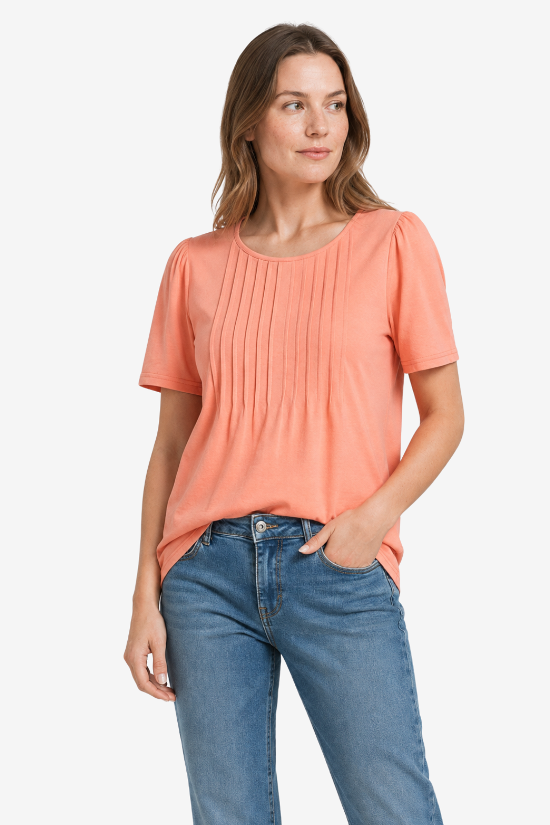 NOMU | Women’s Pleated Front Short Sleeve Blouse