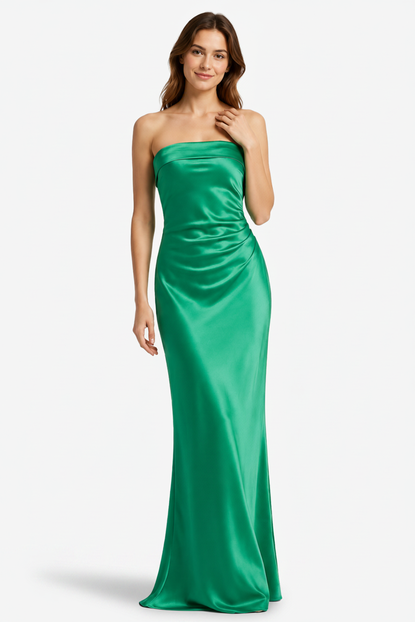 NOMU | Women's Strapless Satin Maxi Dress – Elegant Minimalist Evening Gown