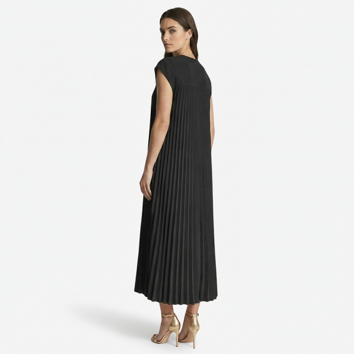 NOMU | Women's Pleated Cap Sleeve Maxi Dress – Elegant Flowing Midi Evening Dress