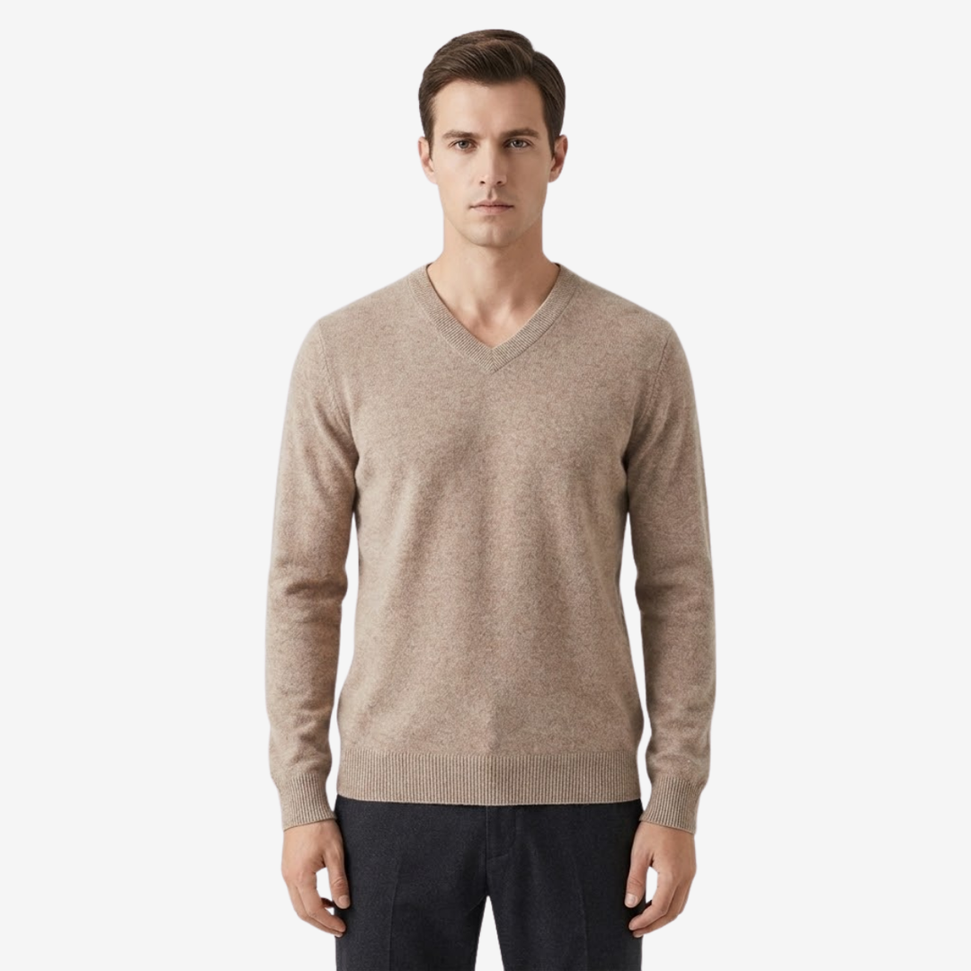 NOMU | Men's V-Neck Knit Sweater – Minimalist Soft-Touch Pullover