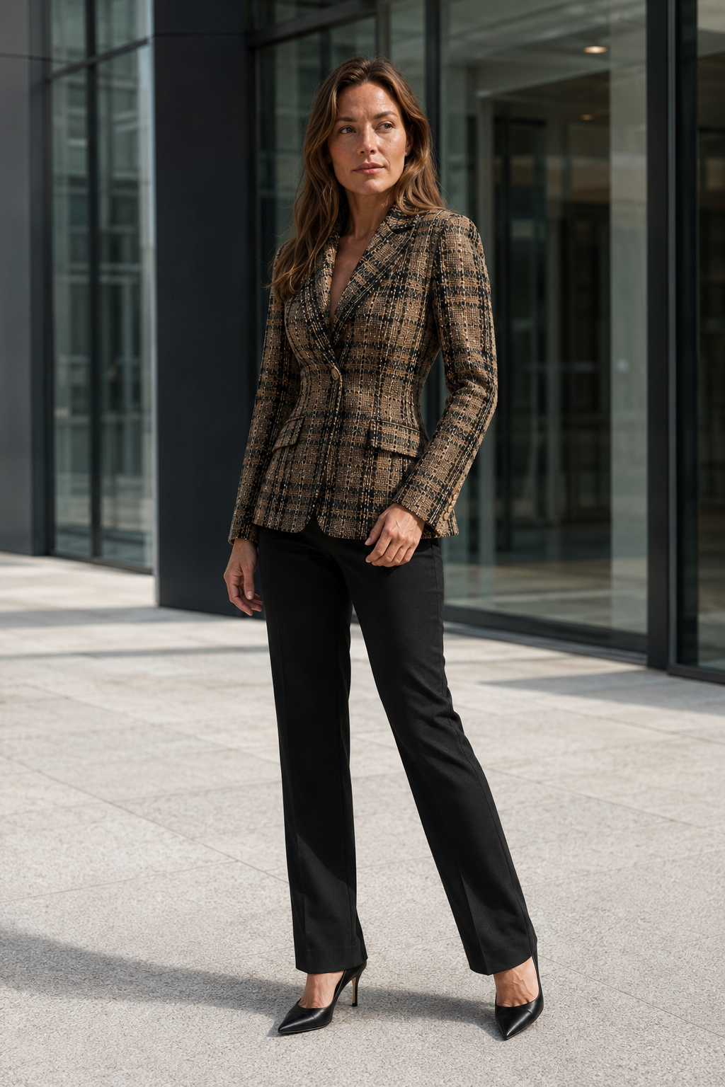 NOMU | Women's Tailored Blazer – Single Button Closure and Flap Pocket Design