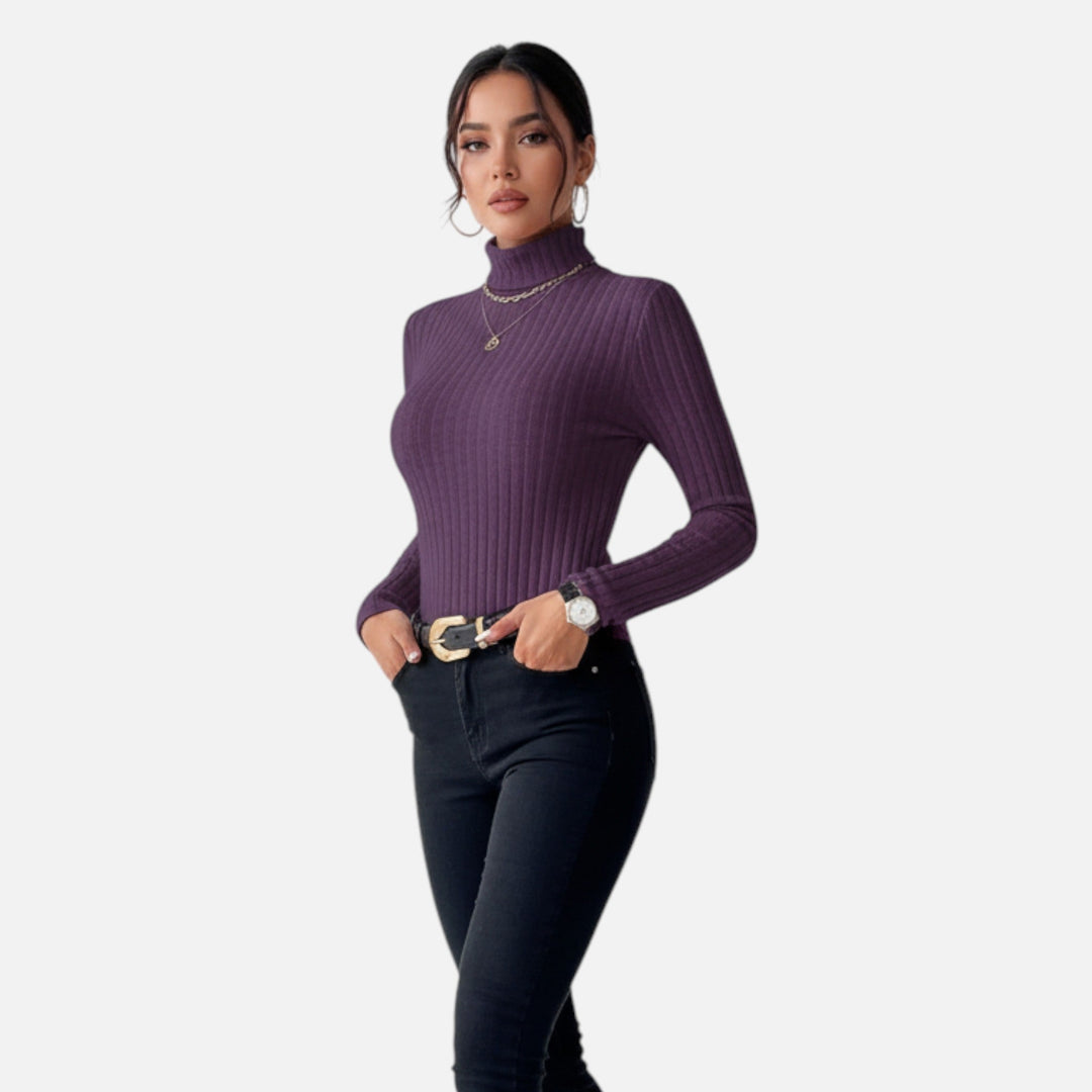 Women’s High Neck Knit Sweater – Heritage Elegance