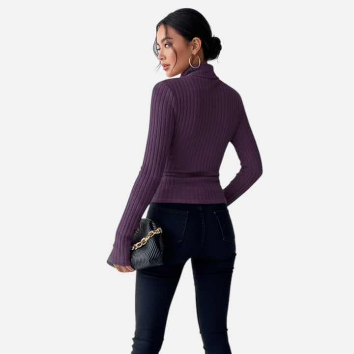 Women’s High Neck Knit Sweater – Heritage Elegance