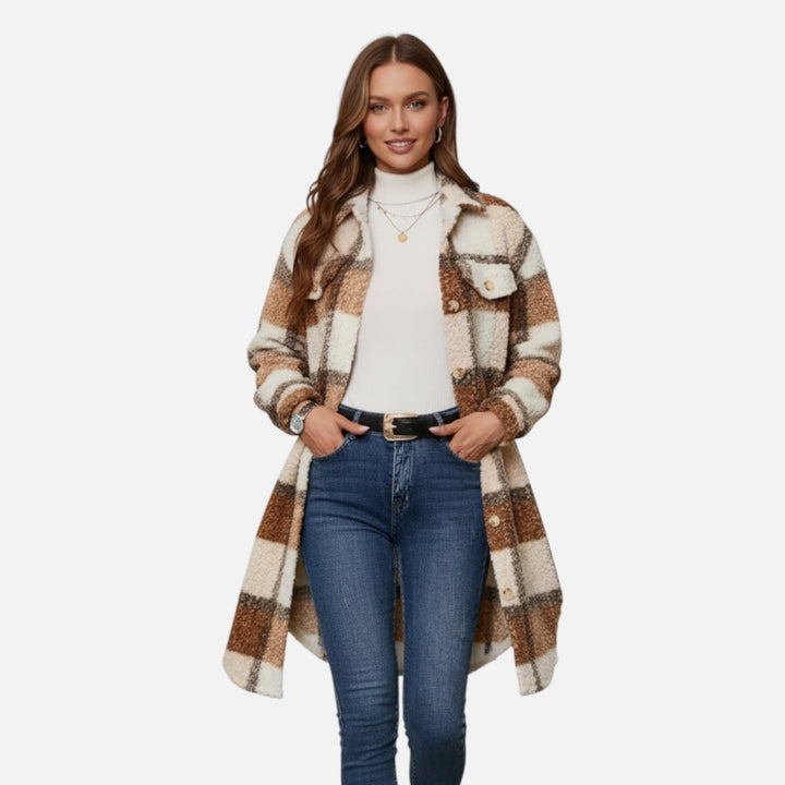 Women’s Plaid Fuzzy Coat – Heritage Charm