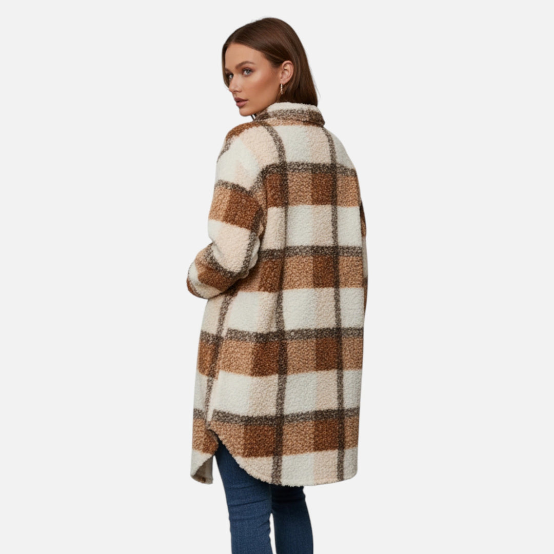 Women’s Plaid Fuzzy Coat – Heritage Charm