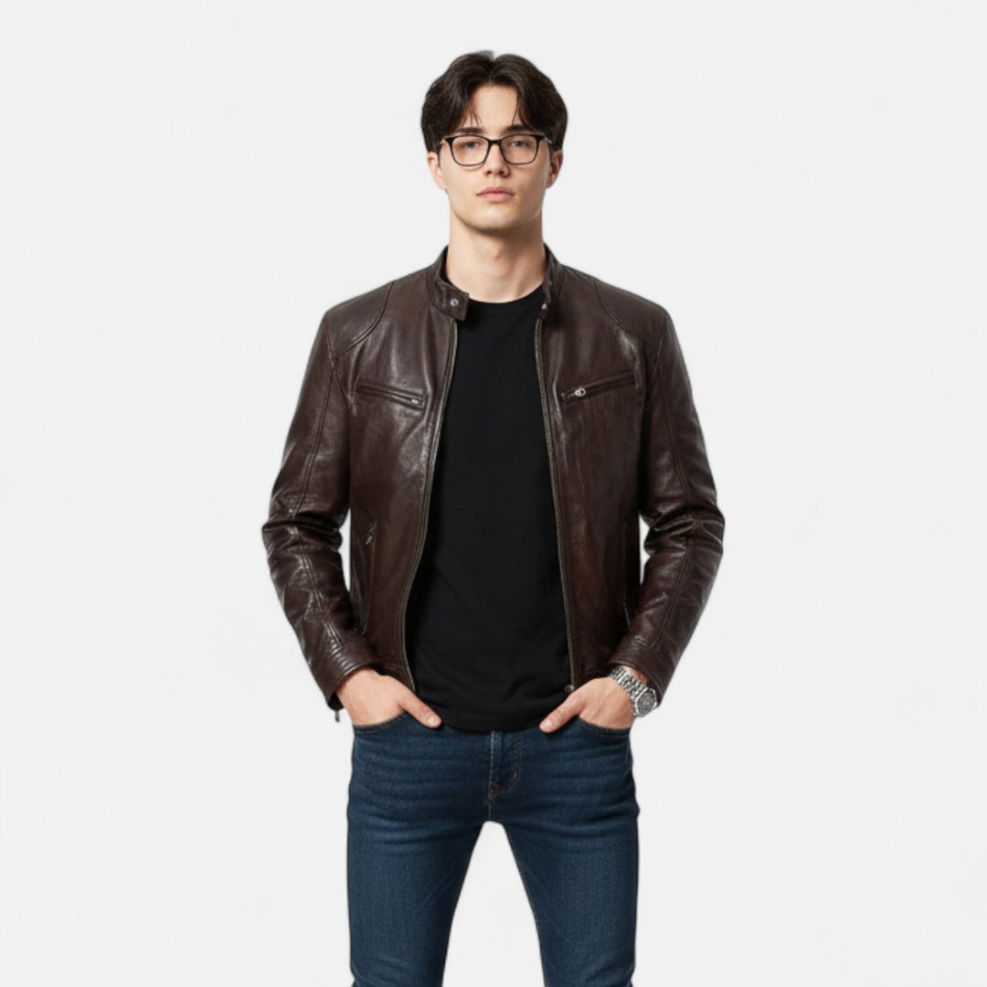 Men’s Faux Leather Zip Coat