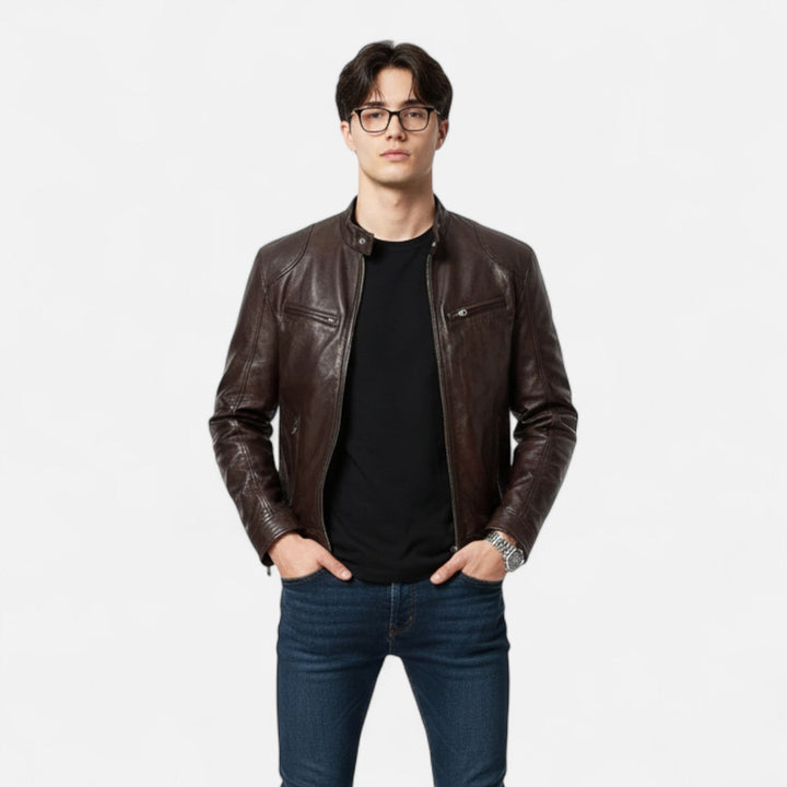 Men’s Faux Leather Zip Coat
