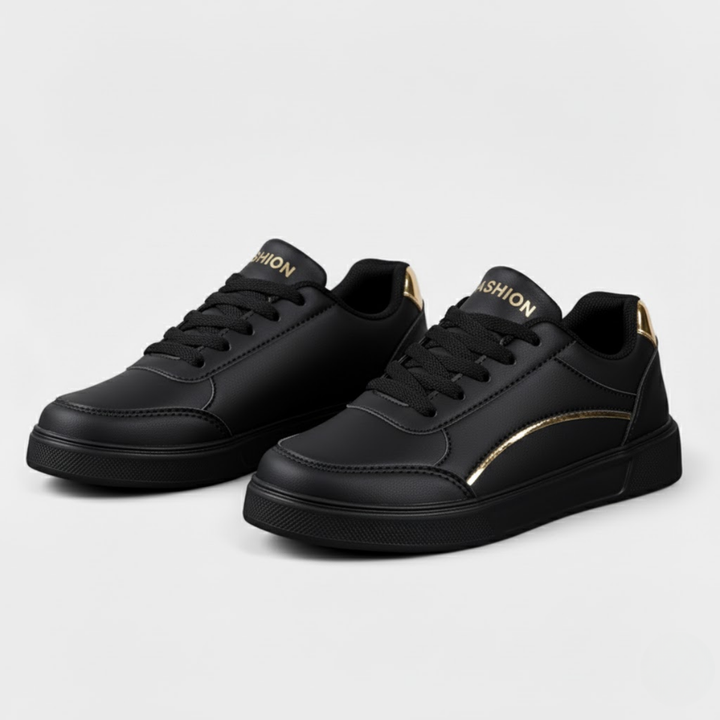 Women’s Lace-Up Sneakers – Golden Elegance