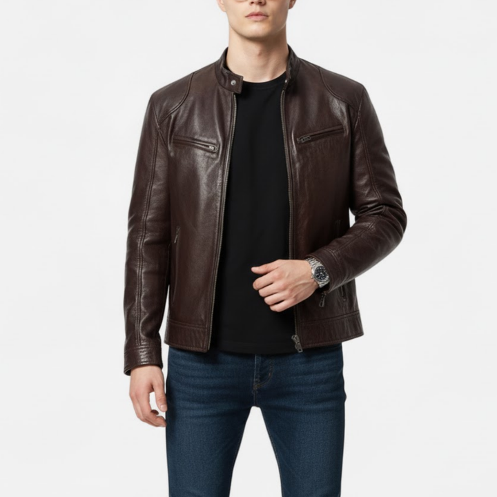 Men’s Faux Leather Zip Coat