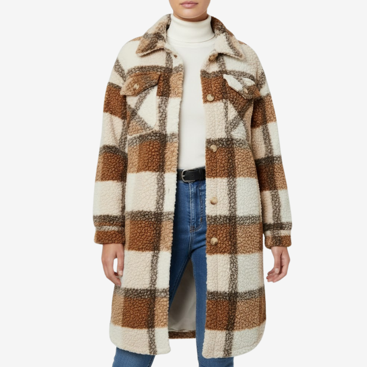 Women’s Plaid Fuzzy Coat – Heritage Charm