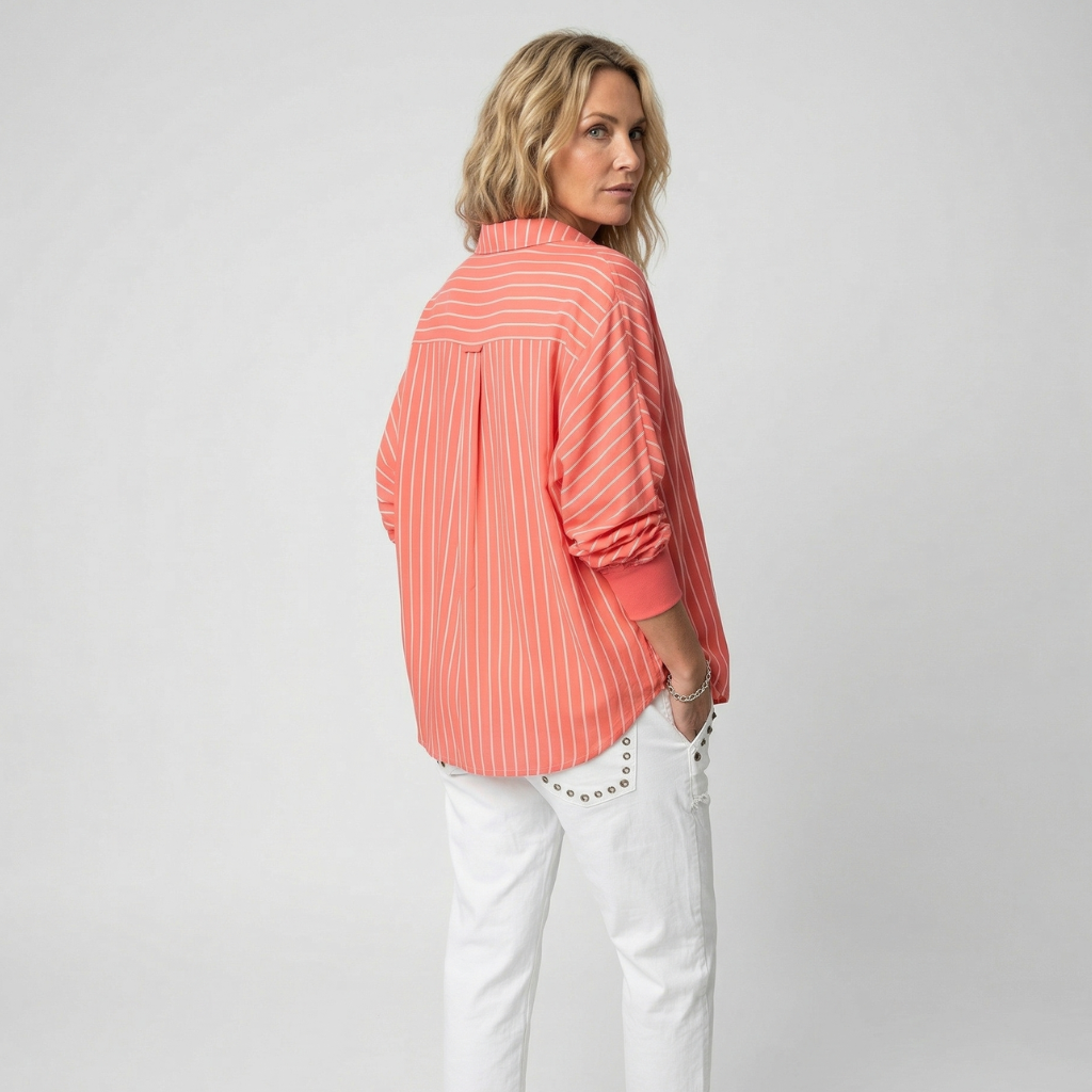 NOMU | Women’s Striped Long Sleeve Button Blouse