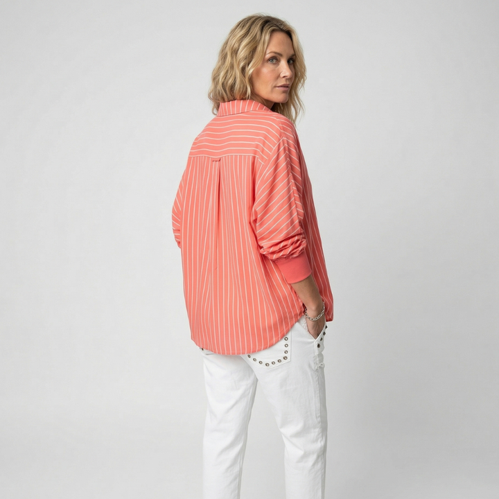 NOMU | Women’s Striped Long Sleeve Button Blouse