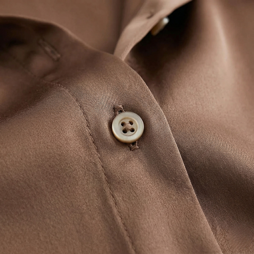 NOMU | Women’s Long Sleeve Button-Up Satin Blouse