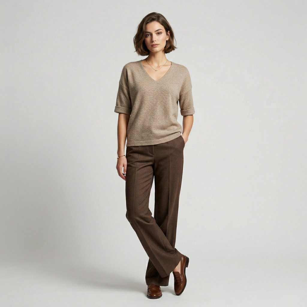 NOMU | Women’s V-Neck Short Sleeve Knit Top