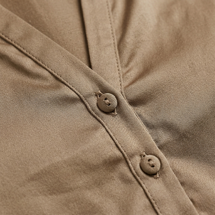 NOMU | Women’s V-Neck Button Detail Short Sleeve Blouse