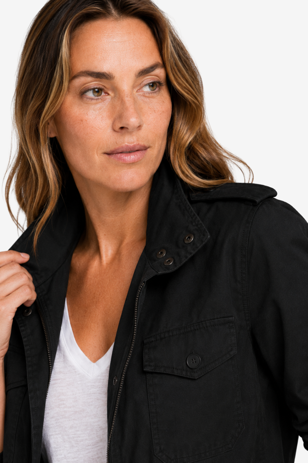 NOMU | Women's Mid Season Coat – Utility Pocket Zip and Snap Button Design