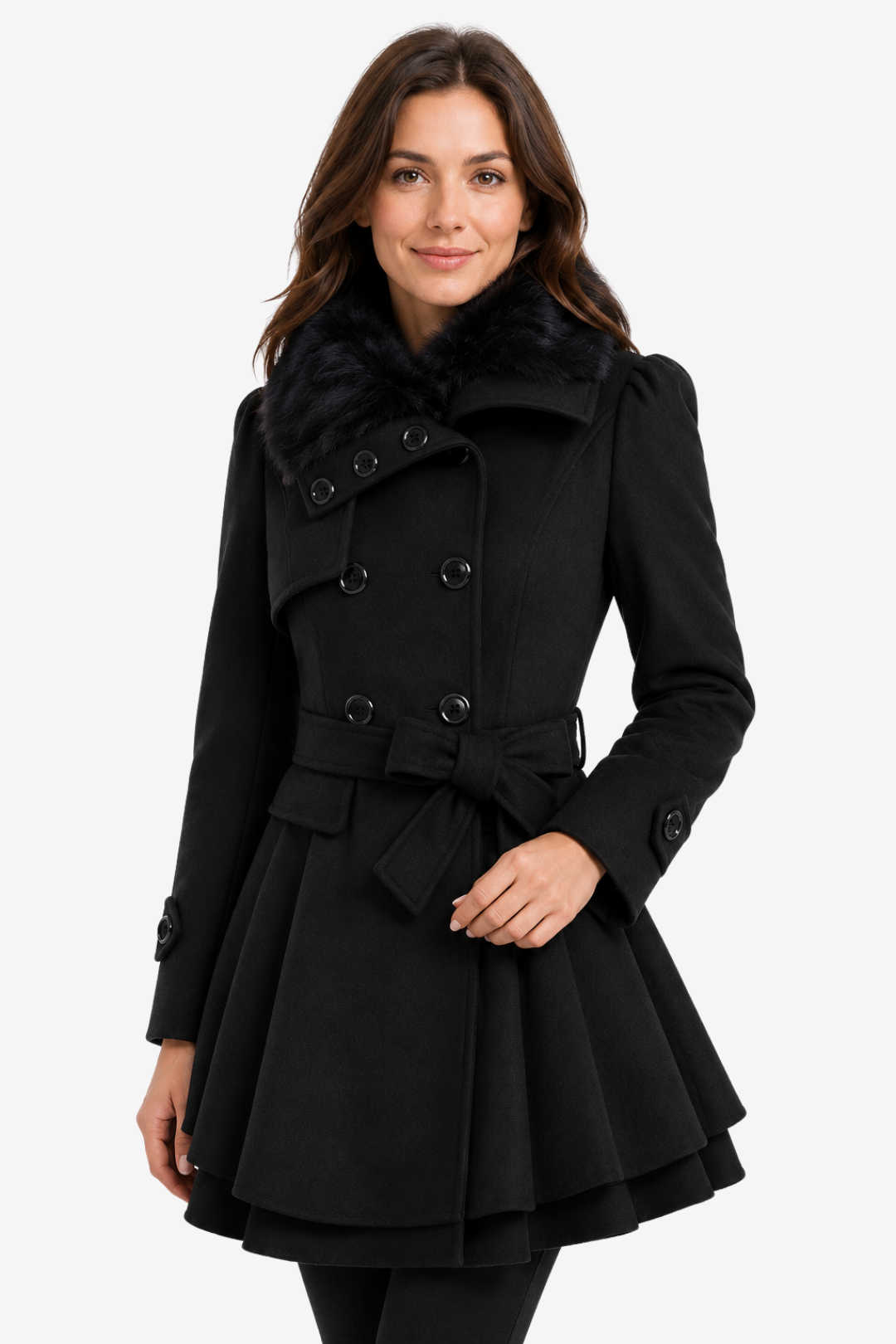 NOMU | Women's Hooded Belted Coat – Double Breasted Longline Design